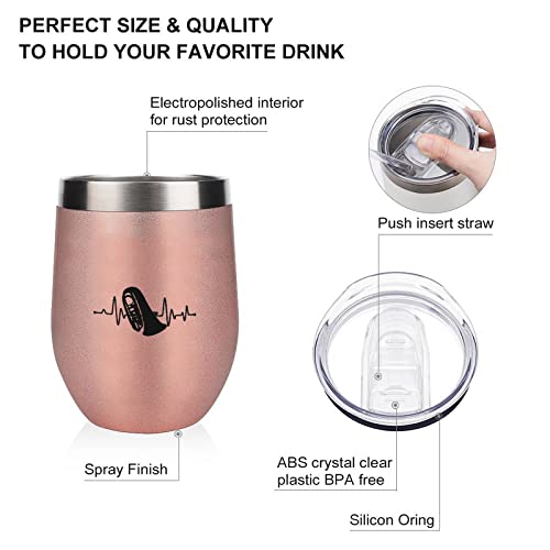 Mighun Tuba Wine Tumbler With Lid Tuba Heartbeat Ekg Ecg Vacuum Coffee Tumbler Stainless Steel Coffee Cup For Cold & Hot Drinks Wine Coffee Cocktails Beer 12 Oz #TOP4