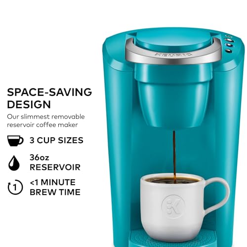 Image of Keurig K-Compact Single-Serve K-Cup Pod Coffee Maker, with 3 Brew Sizes, Smart Start Feature, 36oz Removable Reservoir, Turquoise