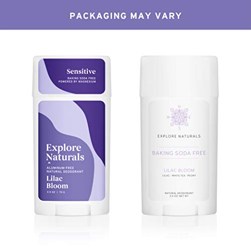 Explore Naturals Deodorant - Lilac Bloom - Baking Soda Free - Natural Deodorant for Women and Men - Cruelty free, Aluminum Free, Free of Parabens and Sulfates