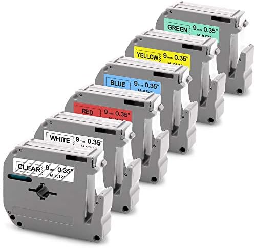 Colorty Compatible Label Tape Replacement for Brother P-Touch M Tape 9mm Cartridge M-K121 M-K221 M-K421 M-K521 M-K621 M-K721 for Ptouch PT-M95 PT-90 PT-100 PT65 PT-55BM PT-80 3/8 Inch x 26.2 Feet (8m)