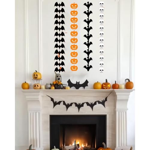 Image of Pop The Party Halloween Decoration Set - Pack of 4 Pumpkin, Skull & Bat Cutouts for Spooky Wall Decor, Haunted House & Halloween Party Decorations