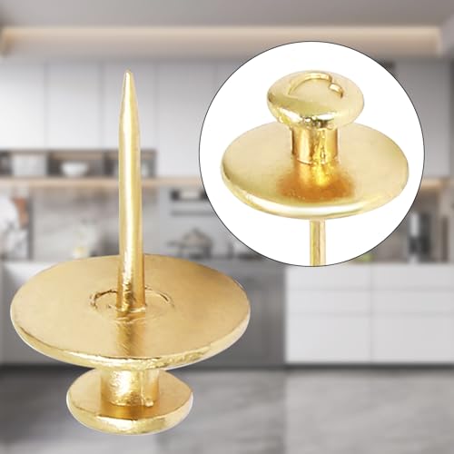 Image of 25 Pcs Gold Double Headed Picture Hangers Nails | Thumb Tacks Decorative, Push Pin Wall Nails, Photo Hanging Hook Pins, For Home Office Drywall Classroom