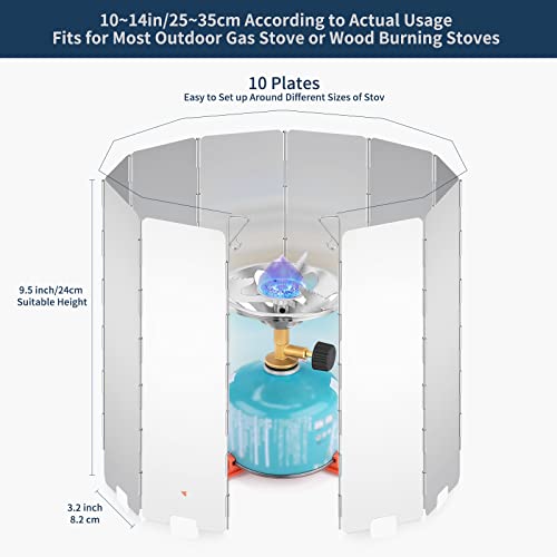Soleader Tall Stove Windscreen-Gas Burner Windshield- Utralight Compact Folding 10 Plates For Camp Backpacking Hiking #TOP1