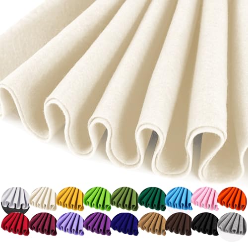 Image of IONTACH 36 inch X 36 inch Ivory Soft Felt Fabric 1.6mm Thick | Felt Sheets for Crafts, Embroidery, Patchwork, Liner, School Projects, Home Decoration