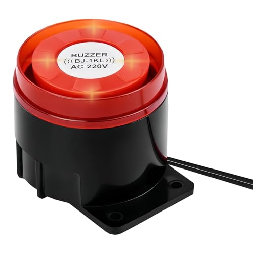Sirena Alarma Exterior 220V 120dB con Luz Intermitente Sonido de Alto Decibelio, Sirenas de Seguridad Cableada para Alarma Perimetral Exterior, Zumbador para Hogar Oficina Garaje Tienda Industrial