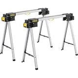 STANLEY FATMAX 900kg Cavalletto pieghevole in metallo (coppia) - Soluzione portatile e durevole per banco da lavoro con gambe in metallo, FMST1-75673