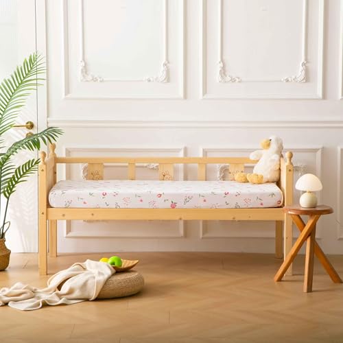 Image of SDY Jersey Crib Sheets for Baby Boys and Girls,52 inchx28 inchx8, 2 Pack,Neutral Flower Standard Oval /Retangle Fitted Crib Sheets for Toddler,Super Soft Breathable