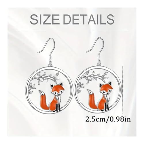 Fox Pendant Necklace and Earrings Set, Silver Tone with Orange Enamel, 18 Inches3