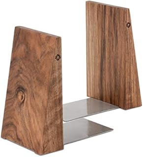 TILISMA Handmade Wooden Book Ends - Decorative Bookends for Shelves - Sturdy Book Holders for Heavy Books - Walnut Tree