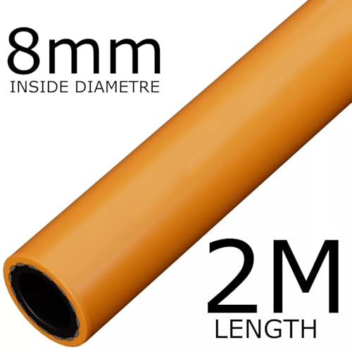 Ninyoon 2 m Länge 8 mm britischer Standard-Gasschlauch, PVC-LPG-Gasschlauch, 8 mm Innenbohrung mit 2 Clips