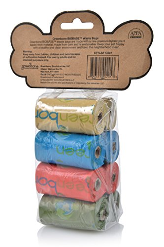 Image of Greenbone Earth Friendly Cat or Dog Poop Bags, Plant Based Leak Proof Dispenser Refill Rolls (8 Rolls)
