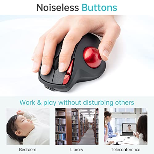 Sanwa 2.4G Wireless Ergonomic Trackball Mouse, Optical Rollerball Mice, Programmable Silent Buttons, 34Mm Trackball, 600/800/1200/1600 Adjustable Dpi, Compatible With Macbook, Laptop, Windows, Macos #TOP7