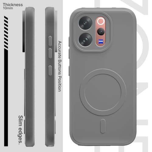 Image of Outlouders Back Cover for Vivo V70 5G | Soft Matte Silicone | Slim Fit | Magnetic-Safe Logo Design (Magnetic-Safe Not Compatible) | Shockproof | Camera Protection Bumper Case (Grey)