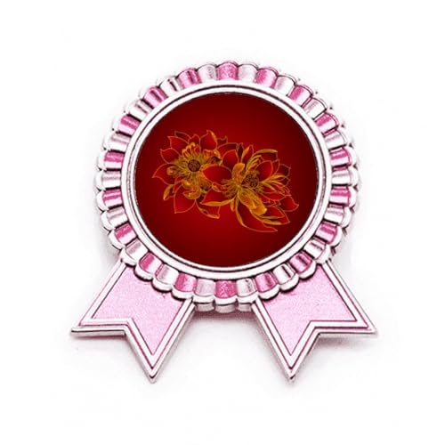 Broche fleur de lotus rouge en métal rose M, un symbole de pureté