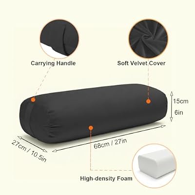 Yoga Bolster Pillow for Restorative & Yin Yoga - Meditation Pillow with Velvet Cover - Rectangular