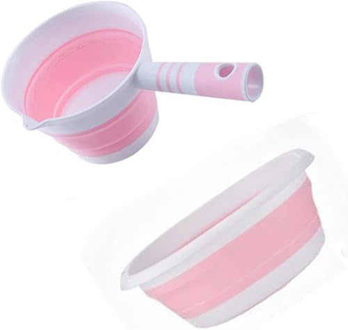 Miniatura 1 de XBLDMJY Juego de lavabo plegable rosa de 5L y cuchara de agua plegable.
