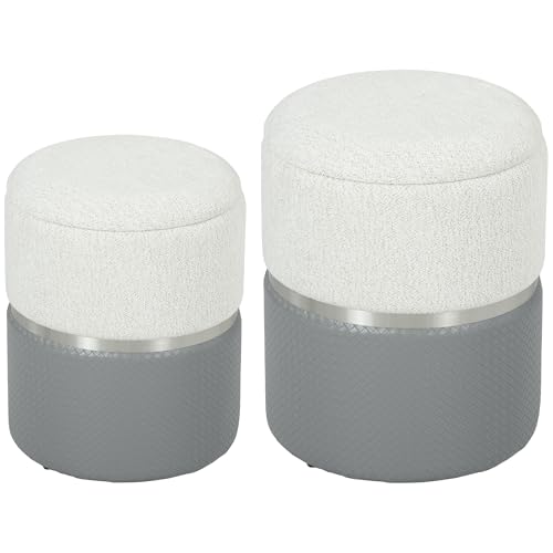 HOMCOM Juego de 2 Puff Almacenaje Baúles