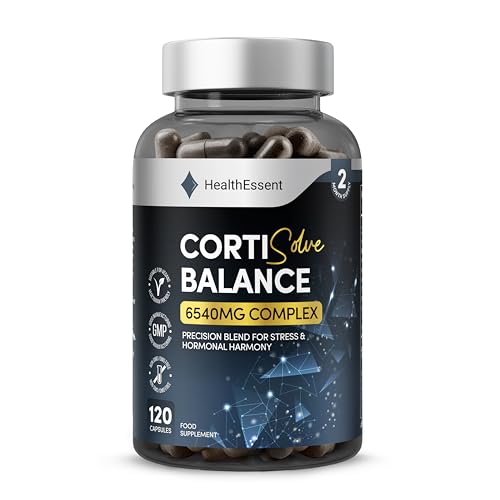 HealthEssent CortiSolve Complex 6540mg – Cortisol Support Supplement with Ashwagandha, Rhodiola, Magnesium & L-Theanine – Natural Adaptogen for Balance, Focus & Weight Goals – 120 Capsules