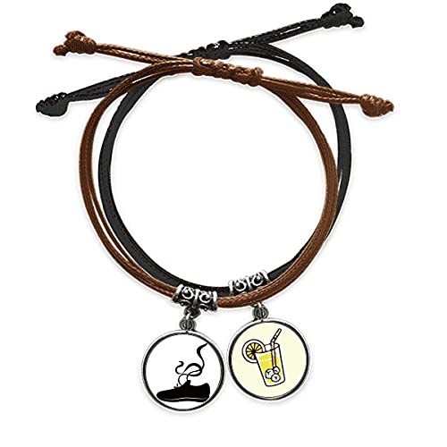 Bracelet cuir jus de citron et corde noire, cadeau idéal homme
