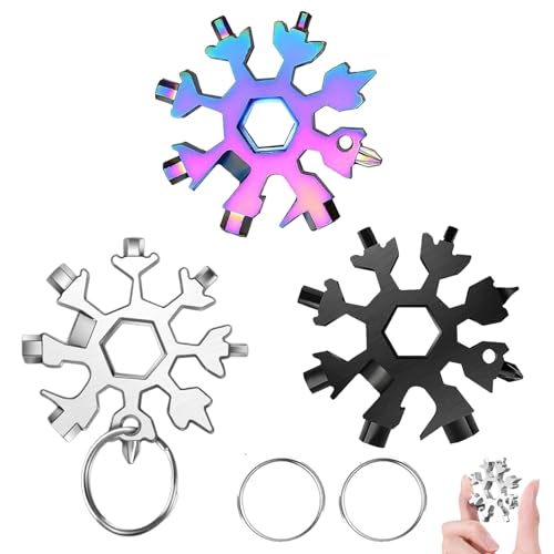 3 Pack 18 in 1 Schneeflocken Multitool Edelstahl Schneeflocke Multitool Schneeflocke Werkzeug für Reisen Im Freien, Camping Und Abenteuer