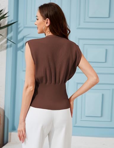 Image of AMEBELLE Womens Vest Tops V Neck Sleeveless Sweater Casual Work Tops | Womens Business Casual Tops Sweater Vest Pullover for Work Office V Neck Knit Blouses with Gold Metal Button Accent