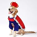 Eurobuy Pet Dog Costume Clothes 3Pcs Dog King Cloak Costume Suit Dog Cape Clothes with Crown and Cape for Small Large Dogs, Halloween Christmas Birthday Party Photo Props