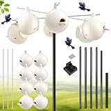Yaocom Complete Purple Martin Gourds and Pole Package Include 15' Telescoping Martin House Pole, 8 Gourd House and 4 Hangers & Mounting Accessories Durable Birdhouse Mounting System-Easy Assembly