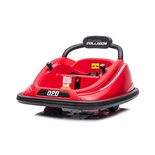 Auto de Choque POOMBA 12v - Coche eléctrico para niños Tipo Coche de Choque con batería 12v, música, Luces y Mando para Padres (Rojo-1)