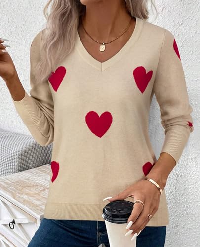 Image of Women's Spring Sweaters 2026 Casual Long Sleeve Pullover V Neck Lightweight Sweatshirts Cute Blouse Tops