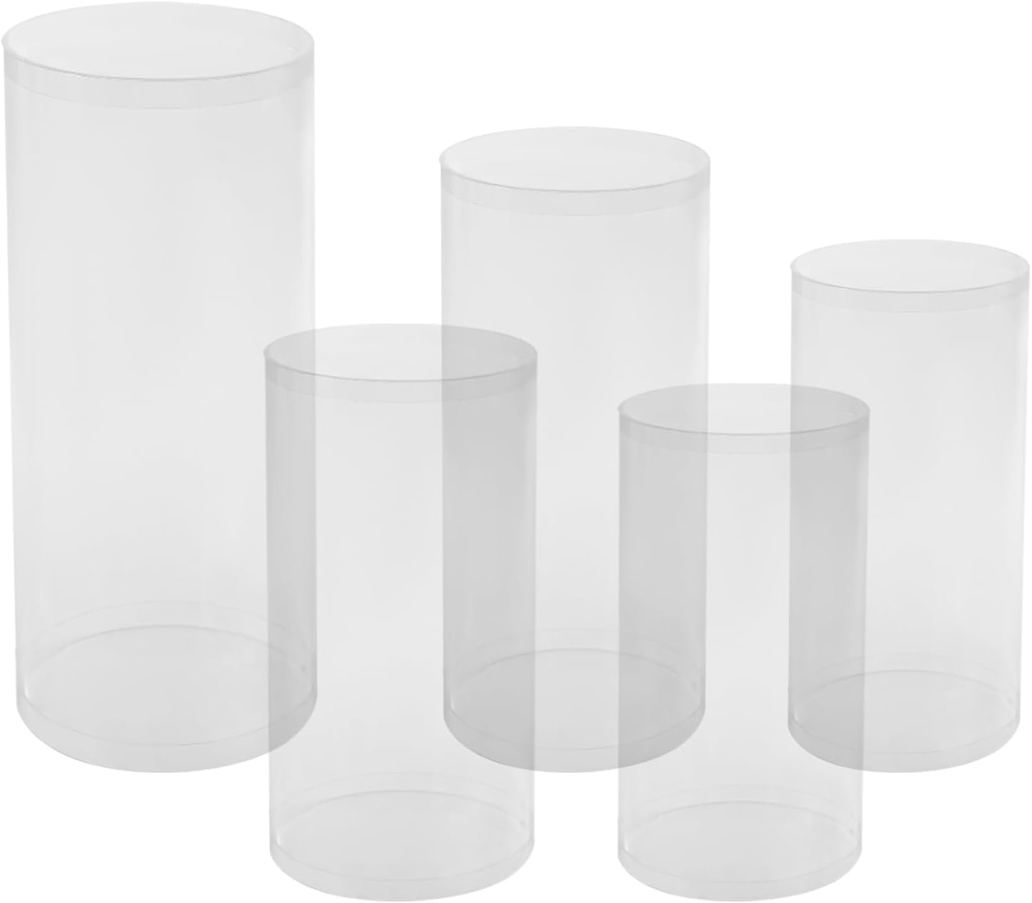 5Pcs Cylinder Pedestal Stands, Thickened PVC Cylinder Pedestal Stands for Partie, Large Pedestals Display Plinth Pillars for Wedding Ceremony Birthday Party Art Decor