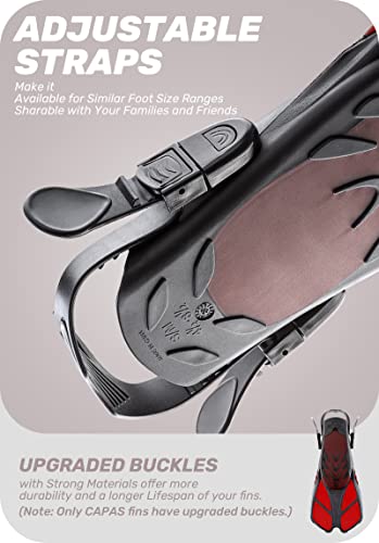 Capas Snorkel Fins, Swim Fins Travel Size Short Adjustable For Snorkeling Diving Adult Men Women Kids Open Heel Swimming Flippers #TOP3