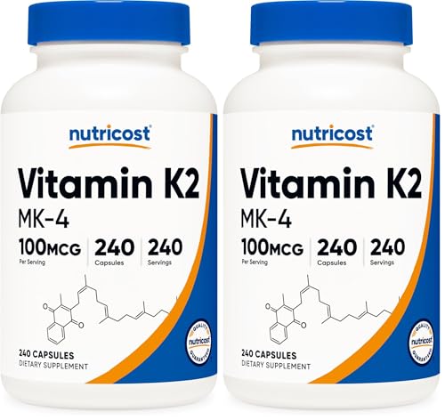 Nutricost Vitamin K2 (MK4) 240 Capsules (100mcg) - Gluten Free and Non-GMO (Pack of 2): retailer-supplied image