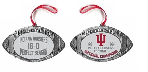 Indiana Hoosiers 2025 NCAA Football National Champions Pewter Ornament with Front Championship Design and Back Perfect Season Detail, 4.5 inch