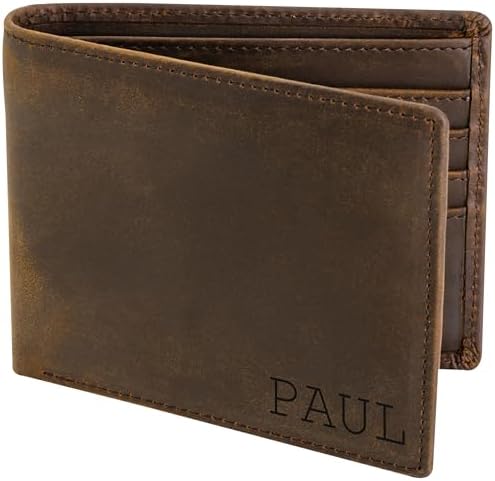 STAY FINE Personalized Wallet for Men, Custom Engraved Leather RF...