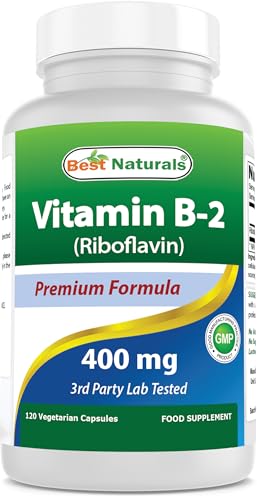 Best Naturals Vitamin B2 (Riboflavin) 400mg - Veggie Capsules - Conezyme Precursor - 120 Count