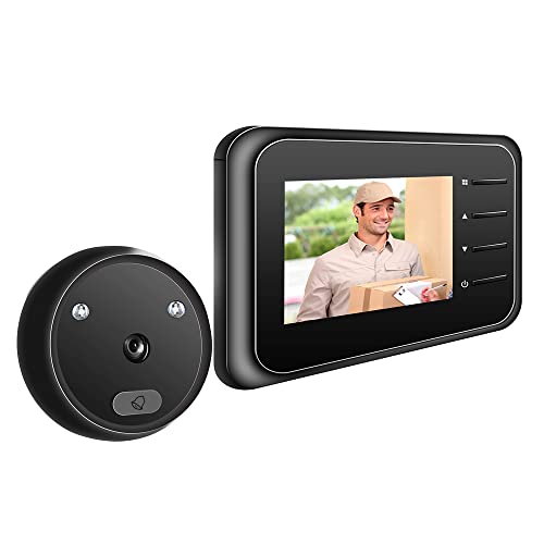 Kavolet Sonnette WiFi, Sonnette Video, Judas numerique avec Moniteur sans Fil, Vue en Direct Disponible Vision Nocturne numérique Prise de Vue Photo Surveillance numérique de Porte