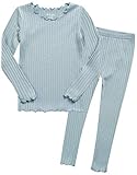 Picture of VAENAIT BABY Infant Toddler Kids Girls Boys Modal Sleepwear Pajamas 2pcs Set shirring Mint JS