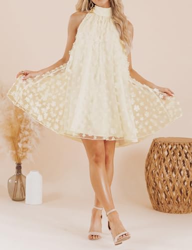 Image of VIMPUNEC Womens Summer Halter Mini A Line Swing Dresses Wedding Guest Formal Cocktail Homecoming Dress