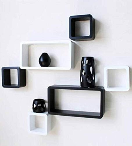 Kraftstics Wooden Nicey Wall Shelf (White, Black)
