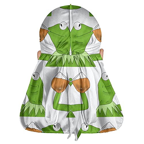 ksdhfhda Funny Green Frog Sipping Tea Long Durag Long Tail Straps Original Bandanas Hat for Men Women 360 Wave Cap Apparel, One Size