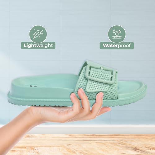 Image of YOHO Grape Sliders for Women & Girls | Stylish,Cushioned, Lightweight Slides & Waterproof Flip Flops | Adjustable Buckle | Comfortable Monsoon Footwear