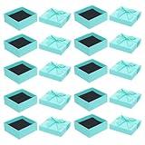 Baluue 10 Unidades Cajas para Joyería Pequeñas de Cartón Nacarado Azul Claro 7,5x7,5x3,2 Cm, Set con Tapa para Collar, Pendientes y Anillos, Estuches para Embalaje y Obsequio