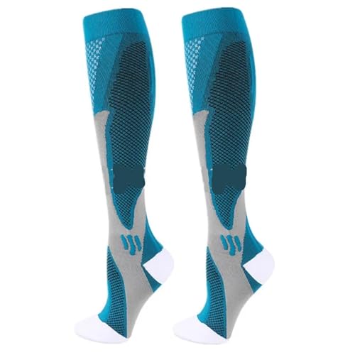 Medias Compresion Mujer 2 pares de calcetines de compresión de 20-30 mmHg, medias altas for hombres y mujeres, calcetines deportivos for maratón, ciclismo, fútbol, ​​venas varicosas(YSZ02-DGN,2XL)