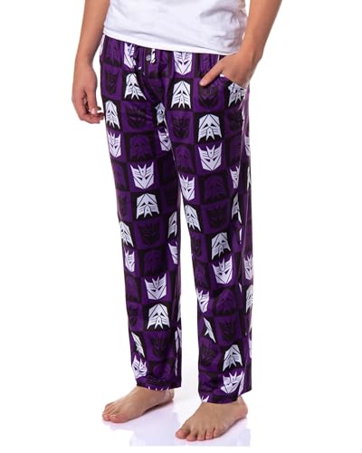 Transformers Mens Decepticon Logo Emblem Megatron Tile Print Lounge Sleep Pajama Pants Sleepwear