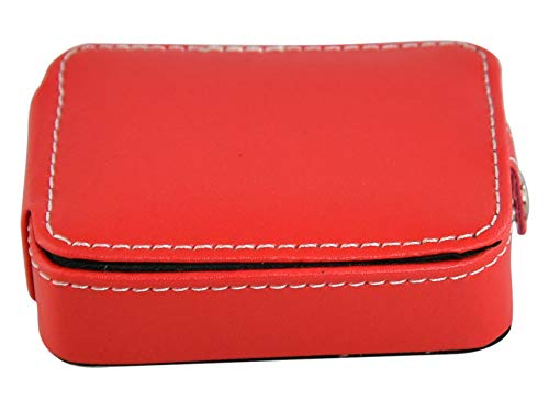 Home-X Red Analog Alarm Clock For Travel, Small Battery-Operated Bedside Clock And Case-3" L X 1" H #TOP4