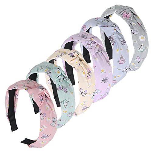 Stirnbänder für Damen mit Blumen bedrucktes Stoff-Haarband, elastischer Knoten-Stirnband, Haarschmuck für Frauen und Mädchen (6SmallButterfly) Cover