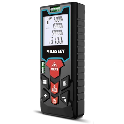 Image of Laser Measure, Mileseey 328Ft laser distance measure with 2 Bubble Levels, M /In /Ft Unit switching Backlit LCD and Pythagorean Mode, Measure Distance, Area and Volume laser measurement tool