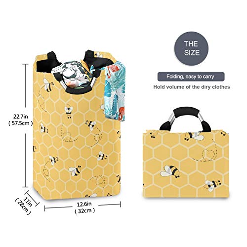 Auuxva Laundry Basket Yellow Honeycomb Beehive Geometric Pattern Laundry Hamper Large Collapsible Storage Bin Toy Basket With Handles For Bathroom Bedroom Nursery Kid‘s Room #TOP4