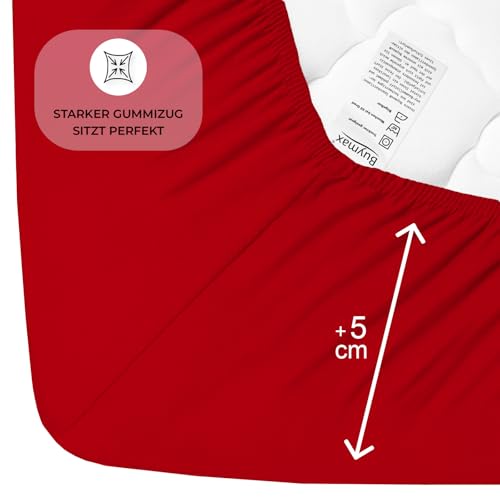 Buymax Topper Spannbettlaken 120x200 cm Spannbetttuch 100% Baumwolle Jersey für Matratzentopper bis 12 cm Matratzenhöhe Bettlaken für… – Ansicht 4