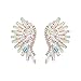 LARGE Angel Wings Eagle Wings Rhinestone Studded Statement Gold Black Dangling Earrings Wedding Bridal Crystal Chandelier Long Drop Earrings for Women